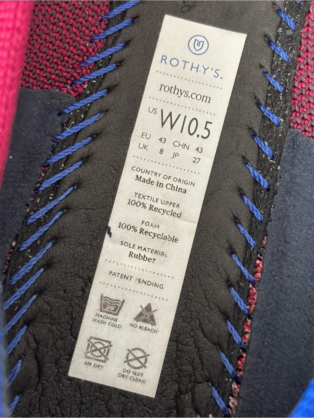 Rothy’s Limited Edition Berry Colorblock Round Toe Flats Women's Size 10.5